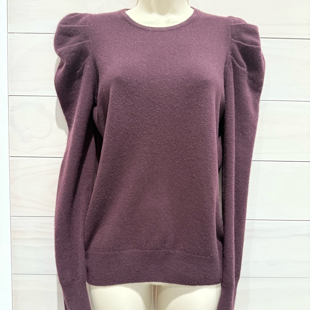 Neiman Marcus 100% Cashmere Plum Puff Sleeve Sweater XS